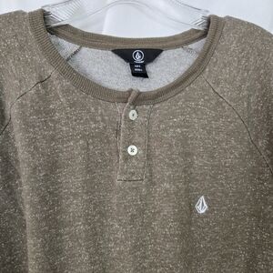 Volcom Greenish Pullover Long Sleeves Cozy Henley Size  L